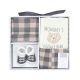 BABY BOY GIFT SET PK-4 BROWN MOMMY'S BEAR CHECKERED