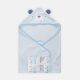 BATH TOWEL W/FACE TOWEL SKY BLUE BABY BEAR HOODED