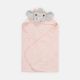 BATH TOWEL ANIMAL HOODED PINK ELEPHANT