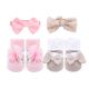 HEAD BAND PK-2 & BOOTIES PK-2 DUAL COLOR FLORAL BOW