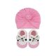 BOOTIES & CAP PINK DOTTED BOW