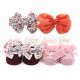 HEAD BAND PK-2 & BOOTIES PK-2 DUAL COLOR FLORAL BOW
