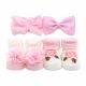 HEAD BAND PK-2 & BOOTIES PK-2 BABY PINK FLORAL