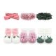 BOOTIES PK-3 WITH 3 HEAD BANDS PINK FLORAL