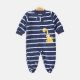 BOY ROMPER WHITE STRIPPED FLEECE