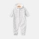 BOY ROMPER GREY STRIPED FLEECE HOODED