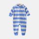 BOY ROMPER BLUE STRIPED FLEECE HOODED