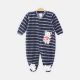 BOY ROMPER NAVY BLUE BEAR STRIPED FLEECE