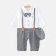 BOY ROMPER GREY CHECKERED BOW