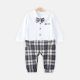 BOY ROMPER BLUE CHECK BOW