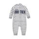 BOY ROMPER GREY FLEECE STRIPED HOODED