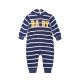 BOY ROMPER NAVY FLEECE STRIPED HOODED