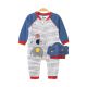 BOY ROMPER PEACOCK BLUE STRIPES ELEPHANTS