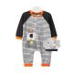 BOY ROMPER GREY STRIPES ELEPHANTS