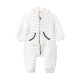 BOY ROMPER WHITE WOOLEN STRIPES HOODED