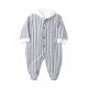 BOY ROMPER BLUE SHERPA FUR STRIPES HOODED