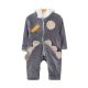 BOY ROMPER GREY SHERPA FUR LION HOODED