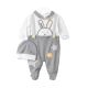 BOY ROMPER GREY PEEKING BUNNY