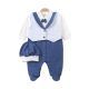 BOY ROMPER SKY BLUE VELVET WAISTCOAT