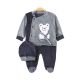 BOY ROMPER MOSS GREEN VELVET BEAR