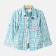 BOY SHIRT SEA GREEN CHECKERED POCKET