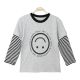 BOY T-SHIRT GREY STRIPED SMILEY