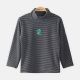 BOY T-SHIRT DINO FLEECE STRIPPED HI-NECK