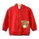 GIRL JACKET SCARLET RED FLEECE BEAR HOODED