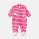 GIRL ROMPER PINK STRIPED FLEECE