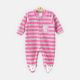 GIRL ROMPER LITTLE NOUSE STRIPED PINK FLEECE