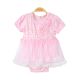 GIRLS FROCK ROMPER PINK FLORAL LACY