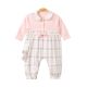 GIRL ROMPER PEACH CHECKERED BOW