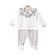 GIRL ROMPER BEIGE VELVET CHECKERED