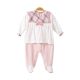 GIRL ROMPER SALMON PINK VELVET CHECKERED