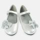 GIRL SHOES SILVER SHIMMER WITH BOW