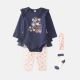 GIRL SUIT NAVY BLUE FLOWER SET