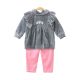 GIRL SUIT CHARCOAL GREY VELVET FLORAL