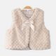 GIRL JACKET LIGHT BROWN FAUX FUR BOW