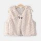 GIRL JACKET LIGHT BROWN FUR KNITTED BOW