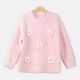 GIRL SWEATER SOFT PINK KNITTED FLOWER