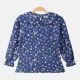 GIRL T-SHIRT BLUE FLORAL PRINTED COLLAR