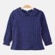 GIRL T-SHIRT BLUE POLKA DOT PRINTED COLLAR