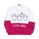 GIRL T-SHIRT FUCHSIA CUTE CATS HOODED