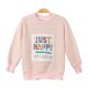 GIRL T-SHIRT POWDER PINK TEXTURED JUST HAPPY!