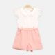 GIRL ROMPER TEA PINK AND WHITE COTTON