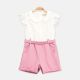 GIRL ROMPER DARK PINK AND WHITE COTTON