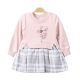 GIRL TOP DARK SALMON PINK PLAID FLOWER TULLE