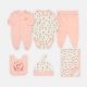 BABY GIRLS GIFT SET WHITE AND PEACH FLORAL