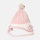 GIRL WINTER CAP DUSTY PINK FLOWER WOOLEN