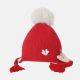 GIRL WINTER CAP COZY RED WITH POM-POM AND BOW